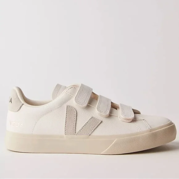 Veja Cream Velcro Leather/Suede Sneakers Size 8 pre-owned. - Picture 2 of 11